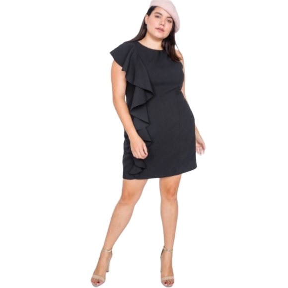 DO+BE Dresses & Skirts - NWT DO + BE Black Frill Trim Sleeveless Mini Dress in Black, Size 2X